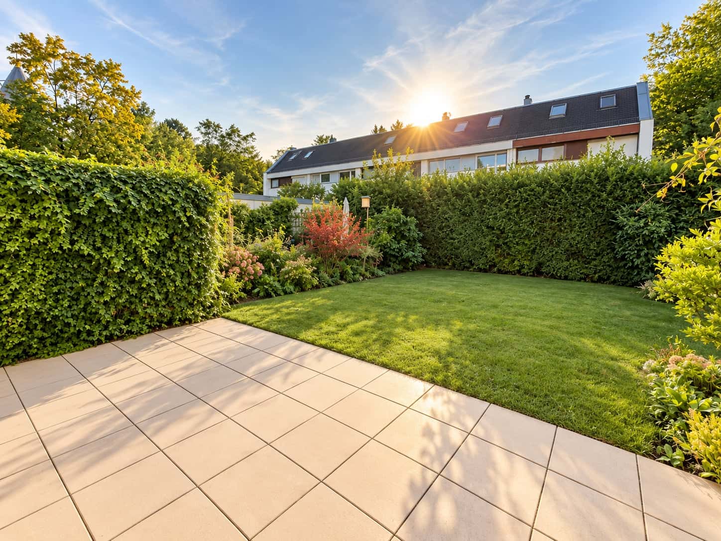 Reihenhaus kaufen in Weßling — Garten (KI bearbeitet)