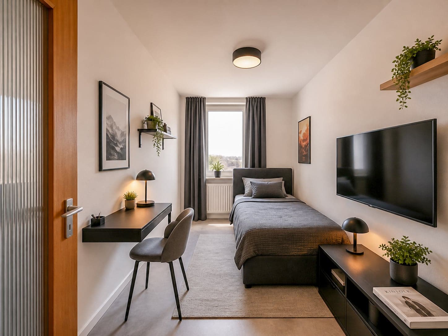 Schlafzimmer klein (KI Staged)