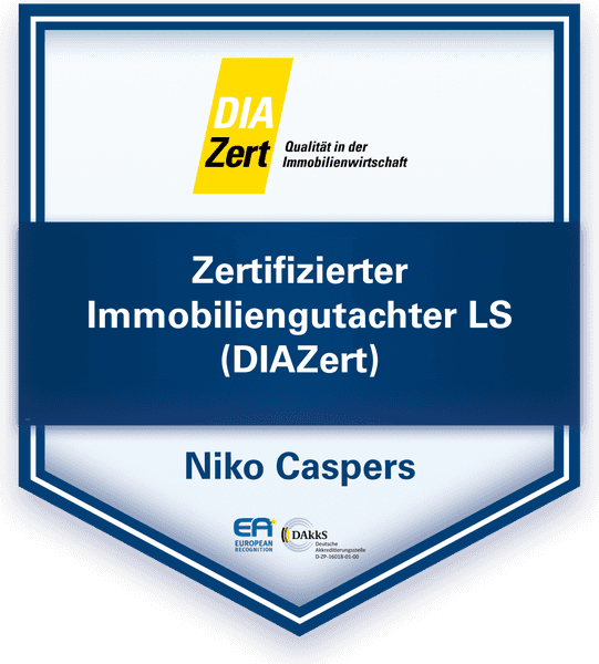 DIA-Zert-Badge: Zertifizierter Immobiliengutachter LS (DIAZert), Niko Caspers