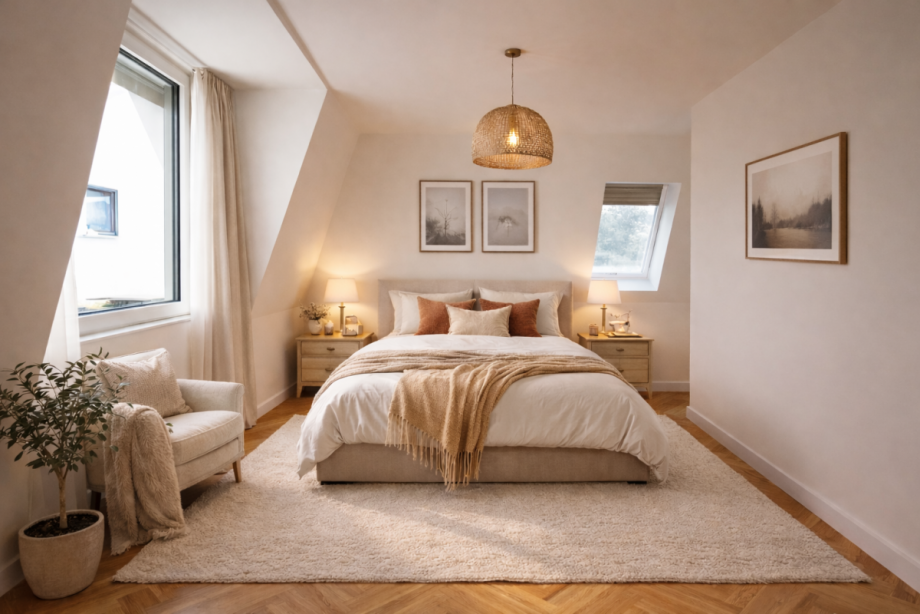 Hauptschlafzimmer_virtuell m�bliert Einfamilienhaus M�nchen