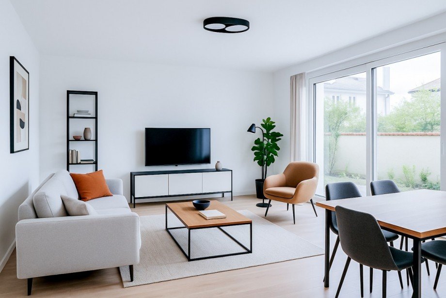 Wohnzimmer (Staged) Erdgeschosswohnung M�nchen