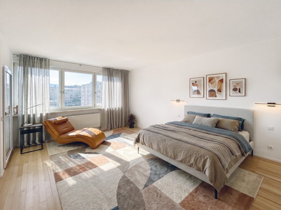 gro�z�giges und helles Schlafzimmer - Bild KI generiert Wohnung Salzburg