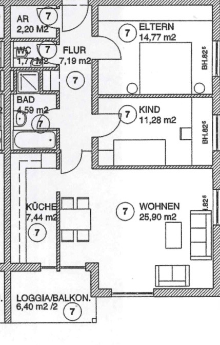 Grundriss Etagenwohnung Freilassing