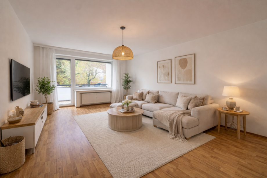 Wohnzimmer_virtuell m�bliert Etagenwohnung Bad Reichenhall