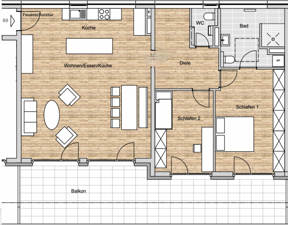 Grundriss Terrassenwohnung Freilassing