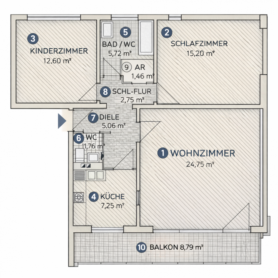 Grundriss Etagenwohnung M�nchen