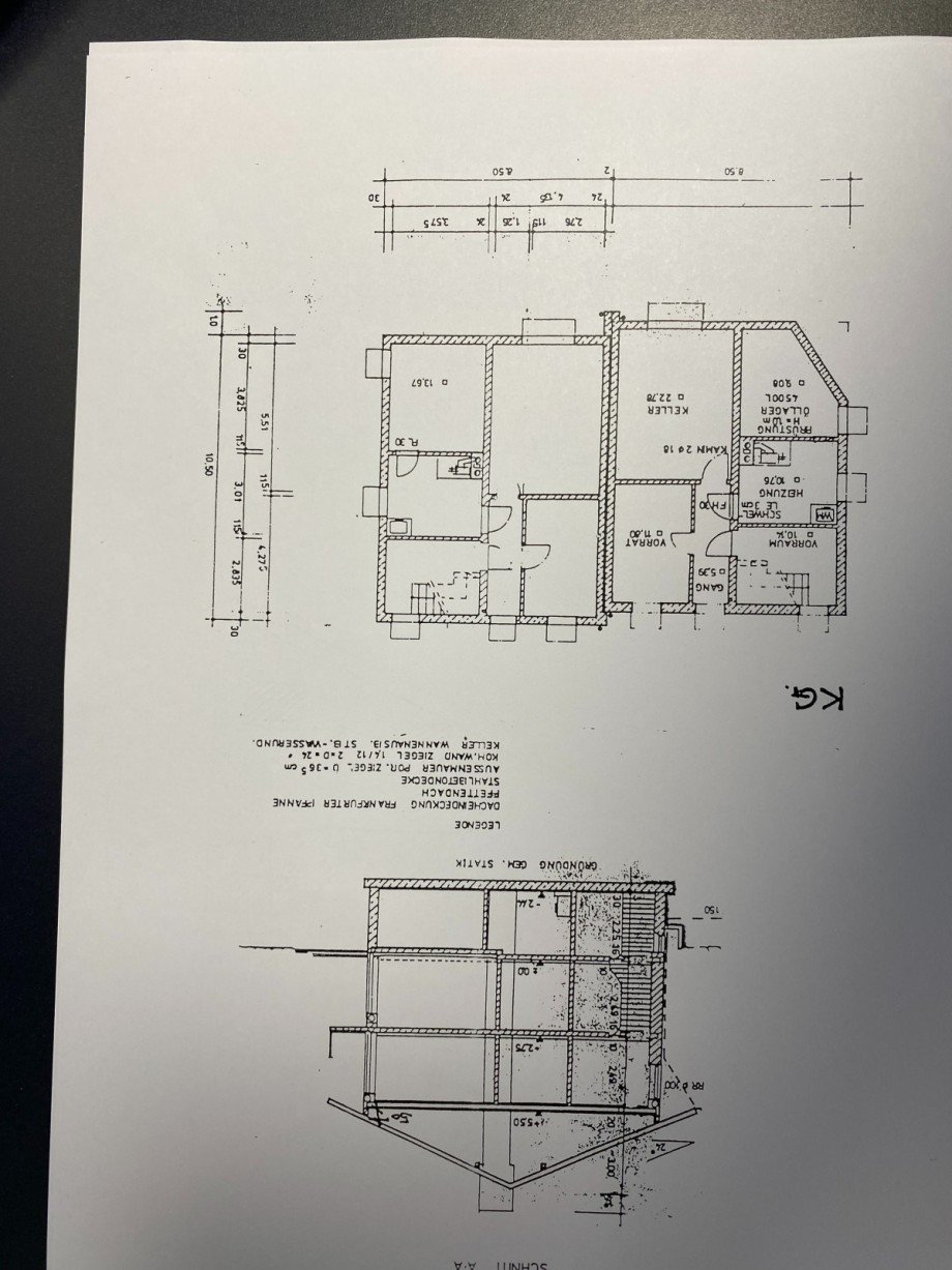 Grundriss Keller / Schnitt Doppelhaush�lfte Bernau am Chiemsee