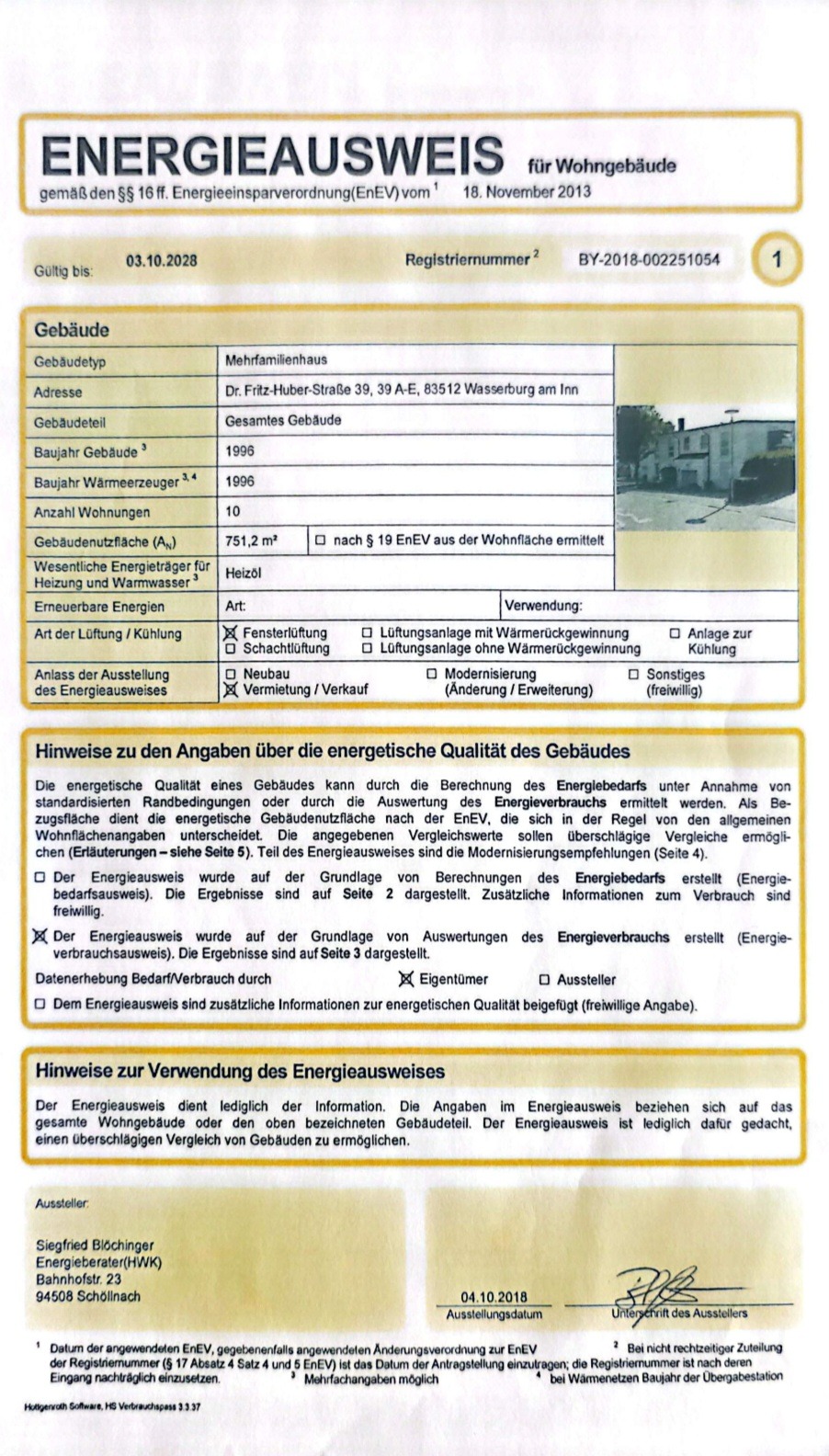 Energieausweis Maisonettewohnung Wasserburg am Inn