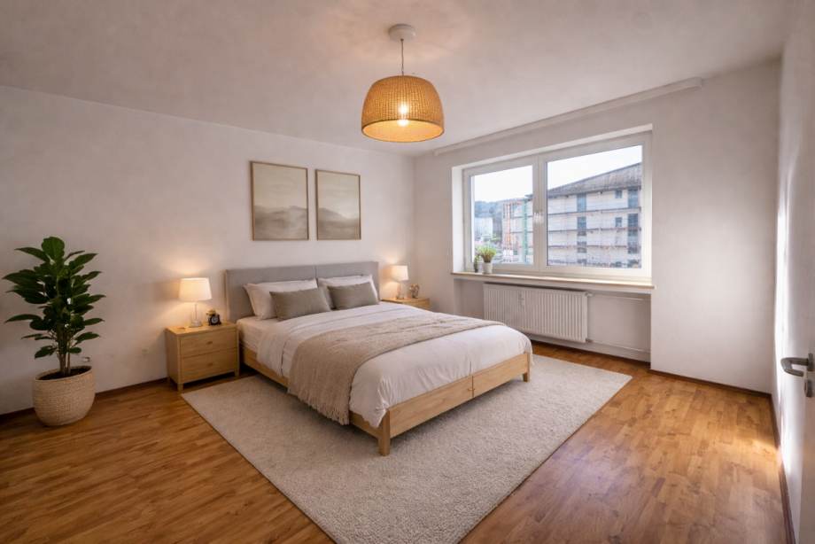 Schlafzimmer_virtuell m�bliert Etagenwohnung Bad Reichenhall