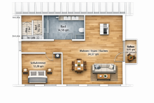 Grundriss *PROVISIONSFREI*  moderne 2-Zimmer-DG-Wohnung mit Balkon