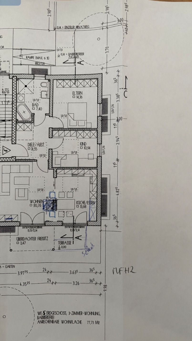 Grundriss 1 Erdgeschosswohnung Burgkirchen