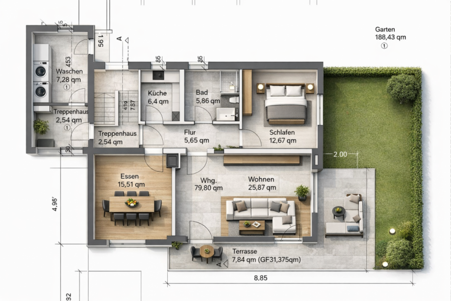 Grundriss Erdgeschosswohnung Otterfing
