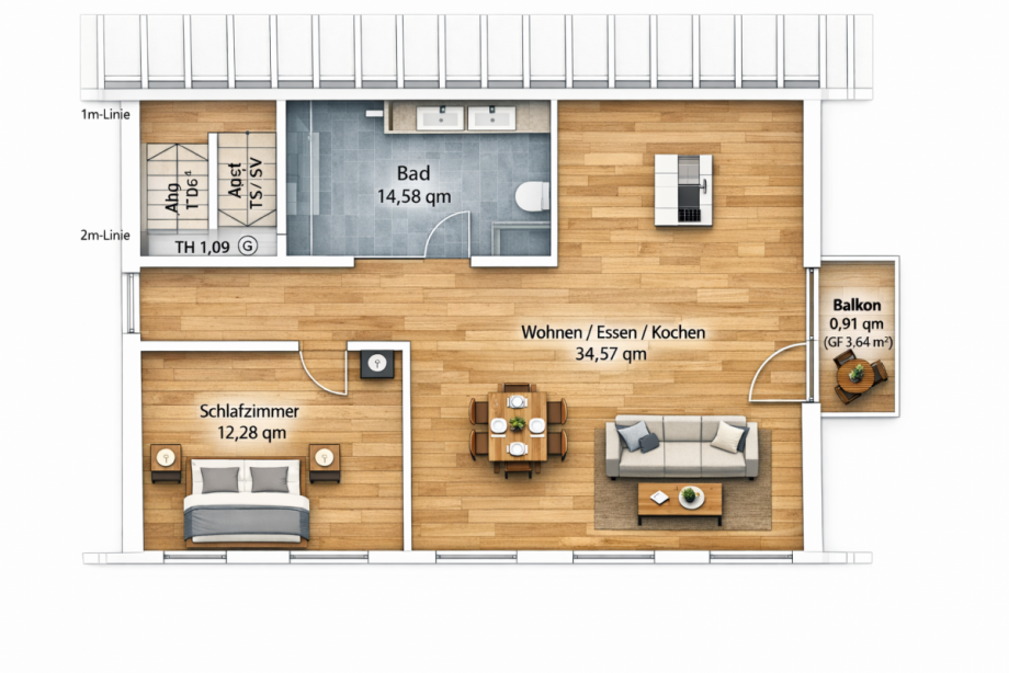 Grundriss Dachgeschosswohnung Otterfing