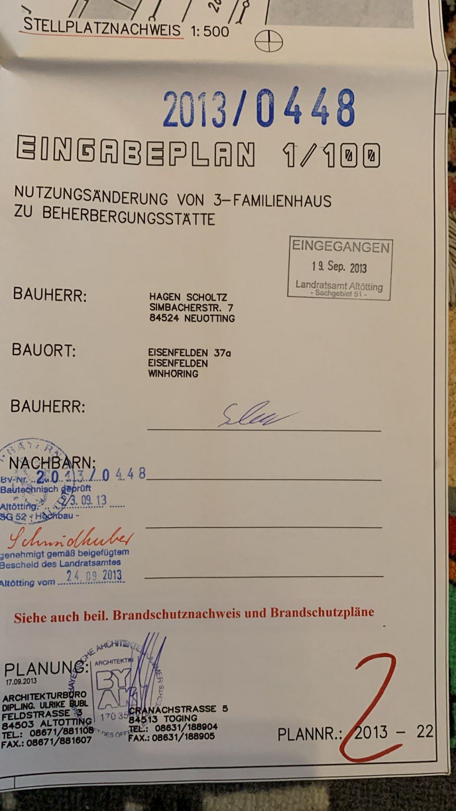 Eingabeplan weitere Beherbergungsbetriebe Winh�ring