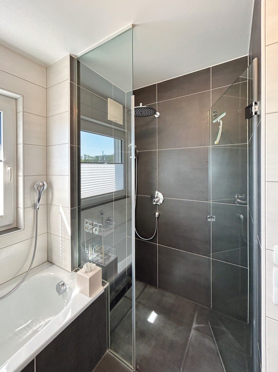 moderne Walk-in-Regendusche Penthousewohnung Salzburg