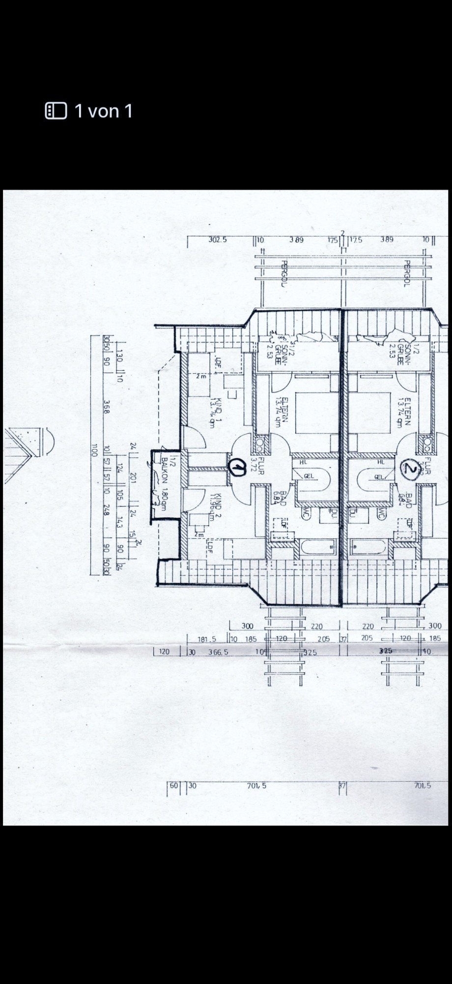 Grundriss Doppelhaush�lfte M�nchen