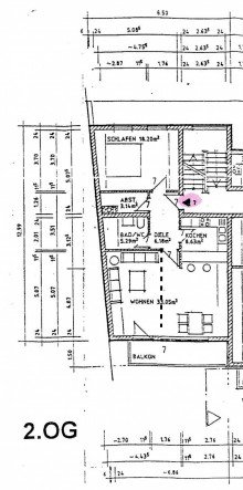 Grundrissplan Helle 3 Zimmer Wohnung mit S�dost-Balkon